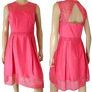 NWT Calvin Klein Coral Sleeveless Lace Eyelet Detail Dress Size 2P